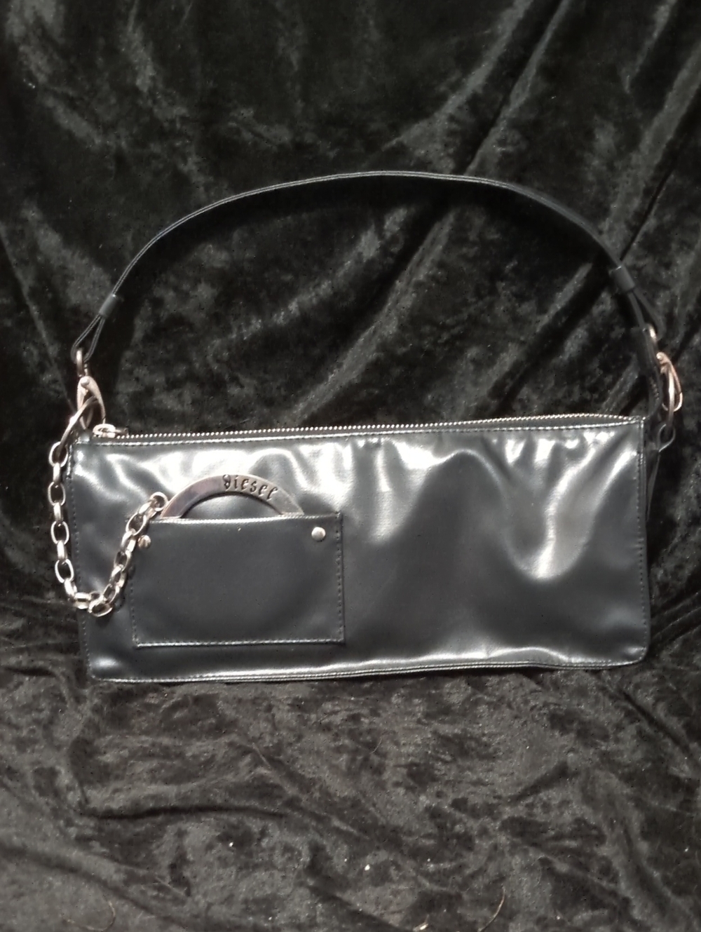 Vintage HTF Diesel Black Clutch with Diesel Ring on Chain